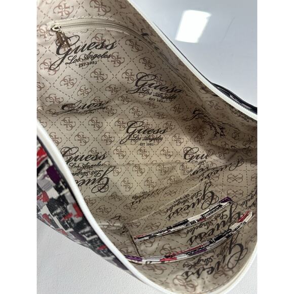 Guess Bobbi Tote Bag Lipstick Print Red Purple 90s Y2K Purse - Picture 7 of 12